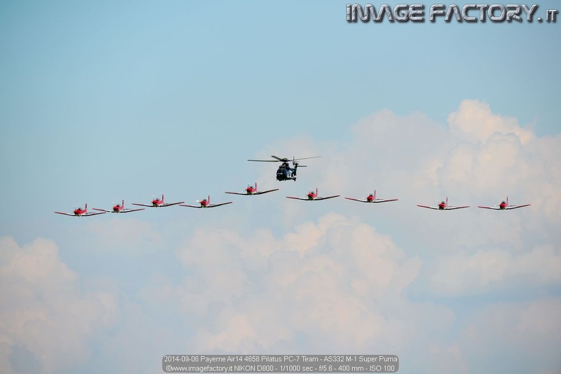 2014-09-06 Payerne Air14 4658 Pilatus PC-7 Team - AS332 M-1 Super Puma.jpg